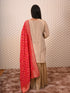 Cream kurti with Banarasi Dupatta