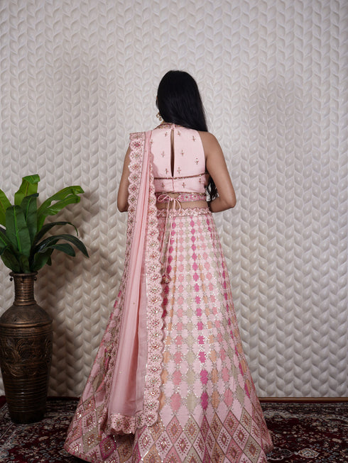 Multicolor Lehenga with Kardana & Knot Work