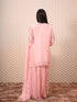 Pink Chinon Kurti Set With Kardana Work