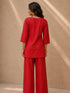 Vibrant Red Embroidered Kurta and Pants Set