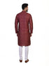 maroon printed kurta set for men with pajama blend cotton festive ethnic wear