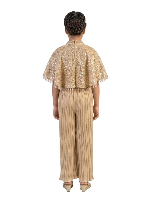 Fawn Embellished Co-Ord Set for Girls – Organza Base Festive Party Wear Outfit