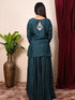 Blue indo-western set with Thread Work