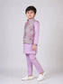 Lavender Printed Kurta Set with Nehru Jacket for Boys – Festive Ethnic Wear
