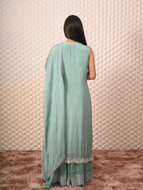 Heavy Kardana Work Sky Kurti