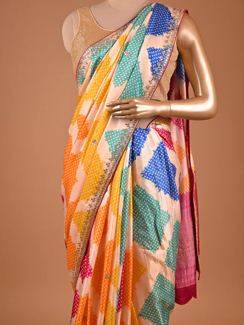 Rani Saree with Gota Patti and Moti Work
