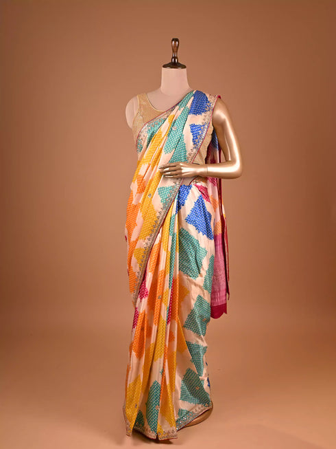 Rani Saree with Gota Patti and Moti Work