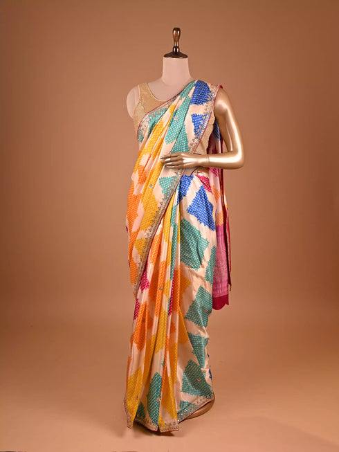 Rani Saree with Gota Patti and Moti Work