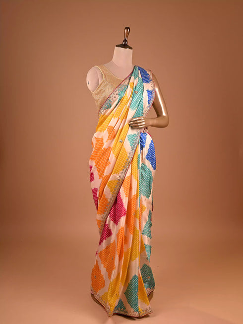 Rani Saree with Gota Patti and Moti Work