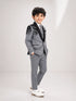 Boys Grey 3-Piece Formal Suit with Black Embellished Blazer