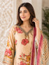 Elegant Brown Floral Print Kurta Set with Dupatta