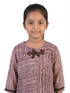 brown striped co ord set for girls with asymmetrical top and pants cotton slub casual kids outfit