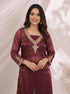 Elegant Maroon Embroidered Kurta and Sharara Set