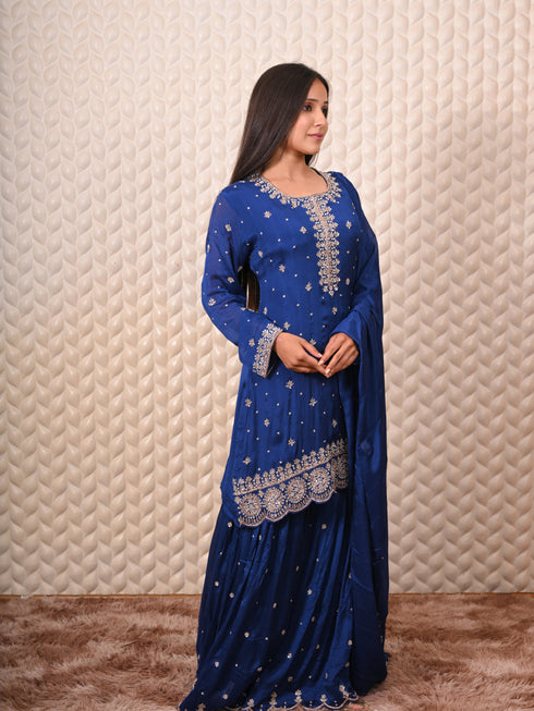 Heavy Zardozi Work Blue Kurti