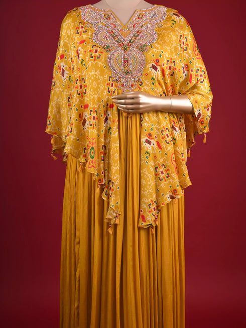 Mustard Gown with Gota Patti and Zari Work