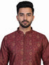 maroon printed kurta set for men with pajama blend cotton festive ethnic wear