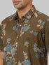 Men Olive Floral Print Sustainable Casual Shirt