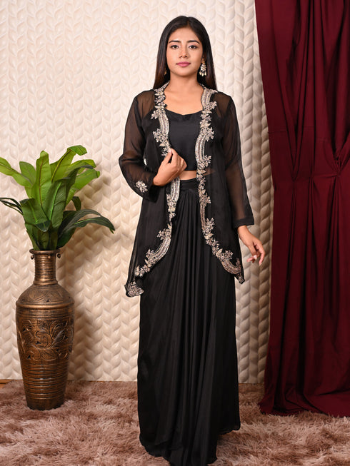 Sequin Cut Work Indo-western Set