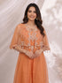 Elegant Orange Embellished Cape and Pants Set