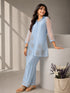 Sky Blue Embroidered Co-Ord Set with Straight Kurta & Wide-Leg Pants