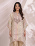 Elegant Beige Striped Kaftan Top with Mirror Work Neckline