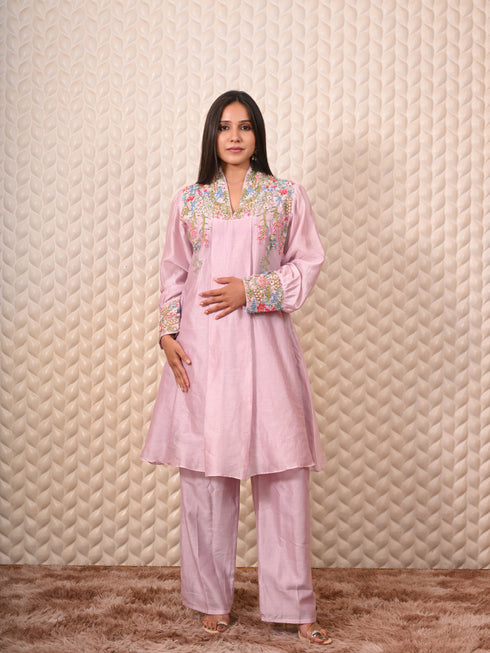 Purple Heavy Thread Work Kurti