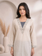 Cream and Blue Printed Co Ord Set for Women