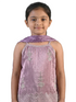 purple embroidered co ord set for girls with dupatta and pants organza silk festive kids outfit