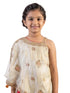 fawn embellished ethnic co ord set for girls with cape style top and pants tissue silk festive wear