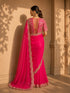Orange Embroidered Designer Organza Saree with Unstitched Blouse for Women