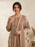 Elegant Beige Printed Kurti and Pants Set with Scarf