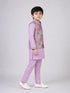Lavender Printed Kurta Set with Nehru Jacket for Boys – Festive Ethnic Wear
