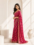 Rani Color Silk Saree with Embroidered Border | Festive & Wedding Wear