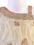 fawn embellished ethnic co ord set for girls with cape style top and pants tissue silk festive wear