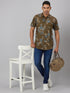 Men Olive Floral Print Sustainable Casual Shirt