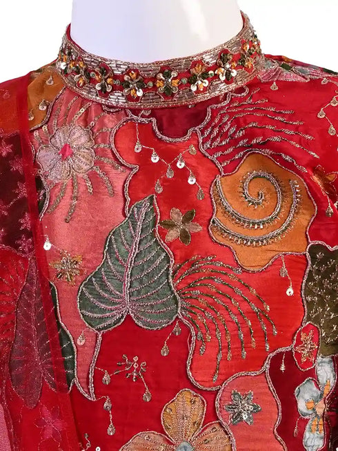 red floral printed lehenga choli for girls with dupatta satin silk party wear kids ethnic dress