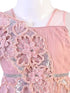 peach embellished party gown for girls with floral lace design crepe satin kids dress