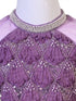 purple embellished party gown for girls with draped design synthetic kids ethnic dress