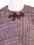 brown striped co ord set for girls with asymmetrical top and pants cotton slub casual kids outfit