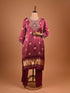 Wine Kurti Pant with Bandhani Print