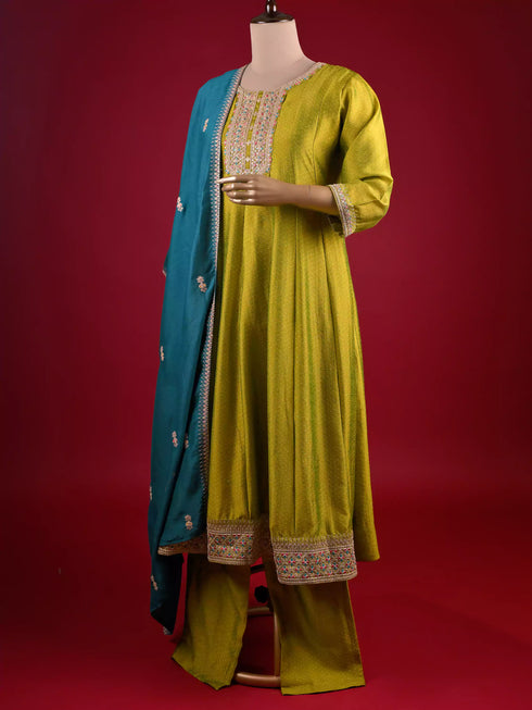 Traditional Dori Work Mehndi Anarkali Ethnic Dress