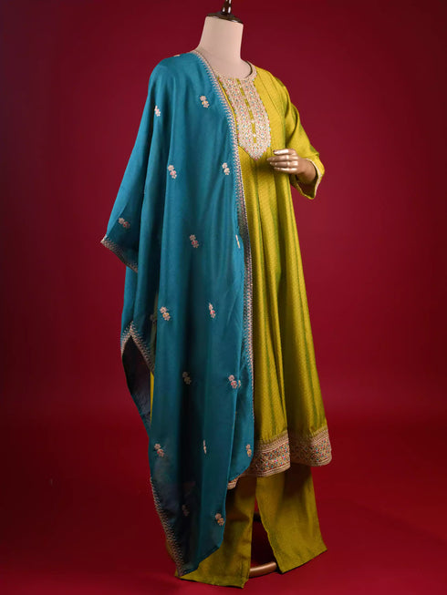 Traditional Dori Work Mehndi Anarkali Ethnic Dress