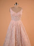 Blush Pink Sequin Embroidered A-Line Gown