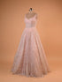 Blush Pink Sequin Embroidered A-Line Gown