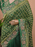 Bottle Green Banarasi Style Woven Saree with Heavy Gold Zari Work