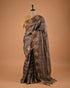 Brown Checkered Designer Saree with Zari Motifs