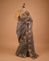 Brown Checkered Designer Saree with Zari Motifs