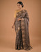 Brown Checkered Designer Saree with Zari Motifs