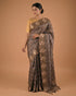 Brown Checkered Designer Saree with Zari Motifs