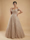 Champagne Off-Shoulder Crystal Embellished Gown